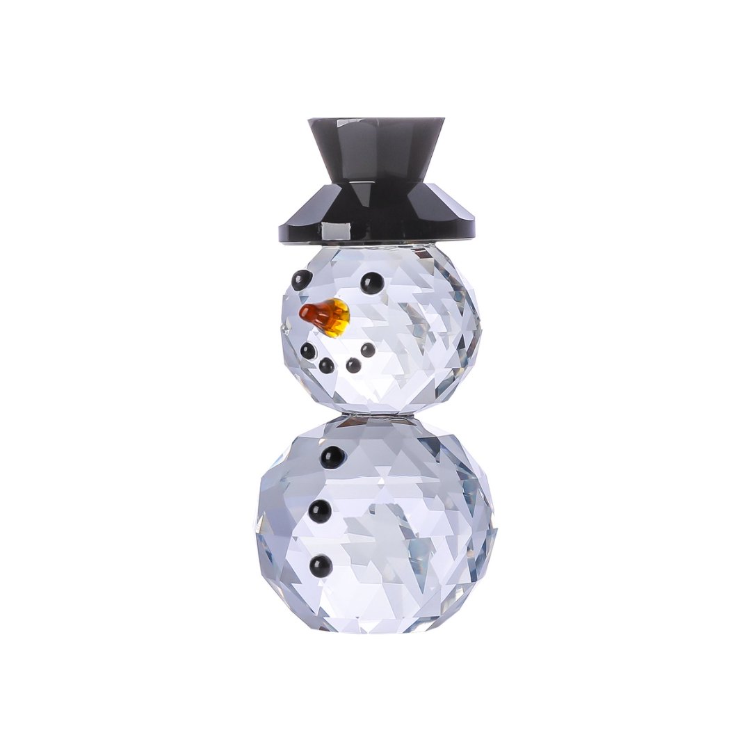 Paper Weight Crystal - Kristall schwarzer Hut Schneemann Figuren Sammlerstück