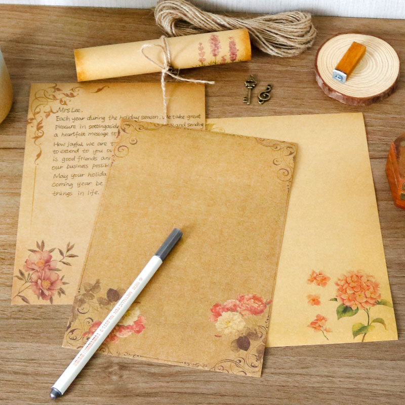 Ink Blotter Paper - 16 Stück Vintage-Schreibpapier, altes Pergament-Design, Kraftpapier