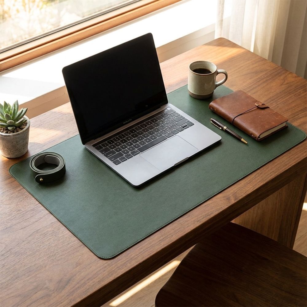 Leather Desk Pad - PU-Leder Doppelseitige Schreibtischunterlage Wasserdicht Weich Faltbar